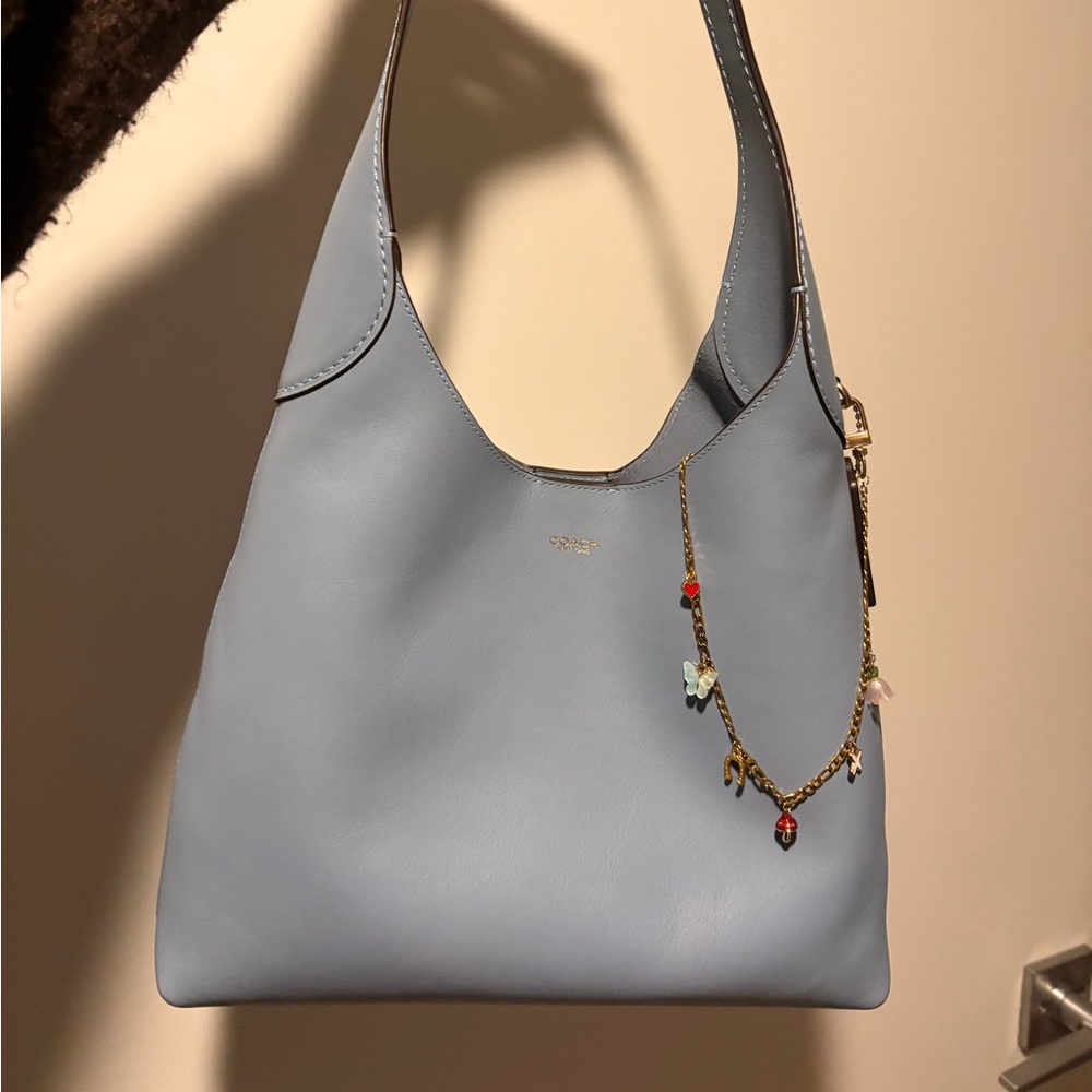 Coach Brooklyn 28 Sky Blue Leather Shoulder Bag